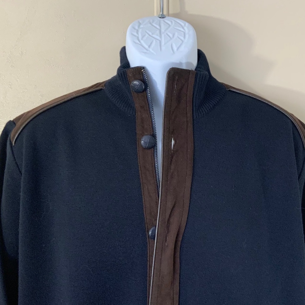 Italian Merino Wool and Leather Trimmed Sweater